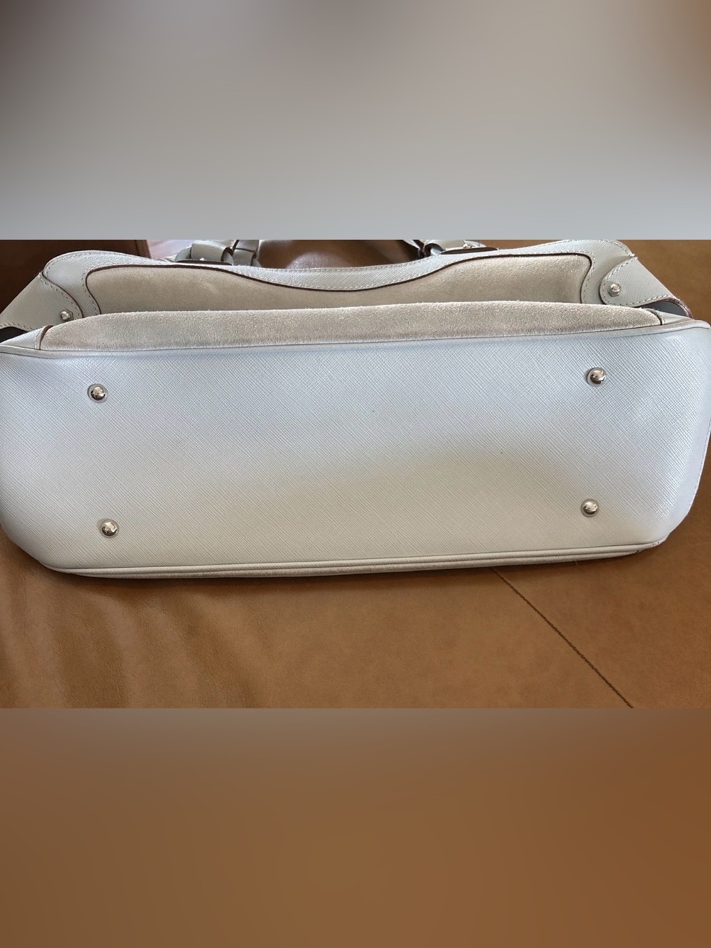 Salvatore Ferragamo Gancini Baguette Light Blue Suede & Saffiano Leather  RARE - Picture 6 of 15